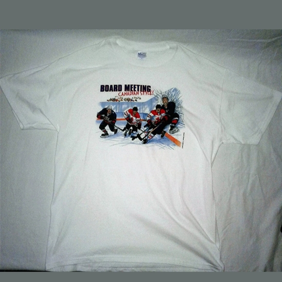 Hockey White Graphic Print T-Shirt Board Meeting - Picture 2 of 6